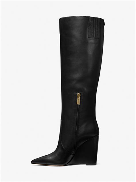 michael michael kors isra leather wedge boot|MICHAEL Michael Kors Women's Isra Leather Side.